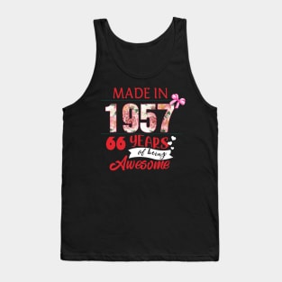 Flower Made In 1957 66 Years Of Being Awesome Tank Top